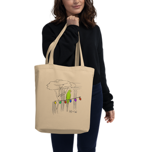 Eco-Friendly Organic Cotton Tote Bag | Rome & Holiday Parrots Design