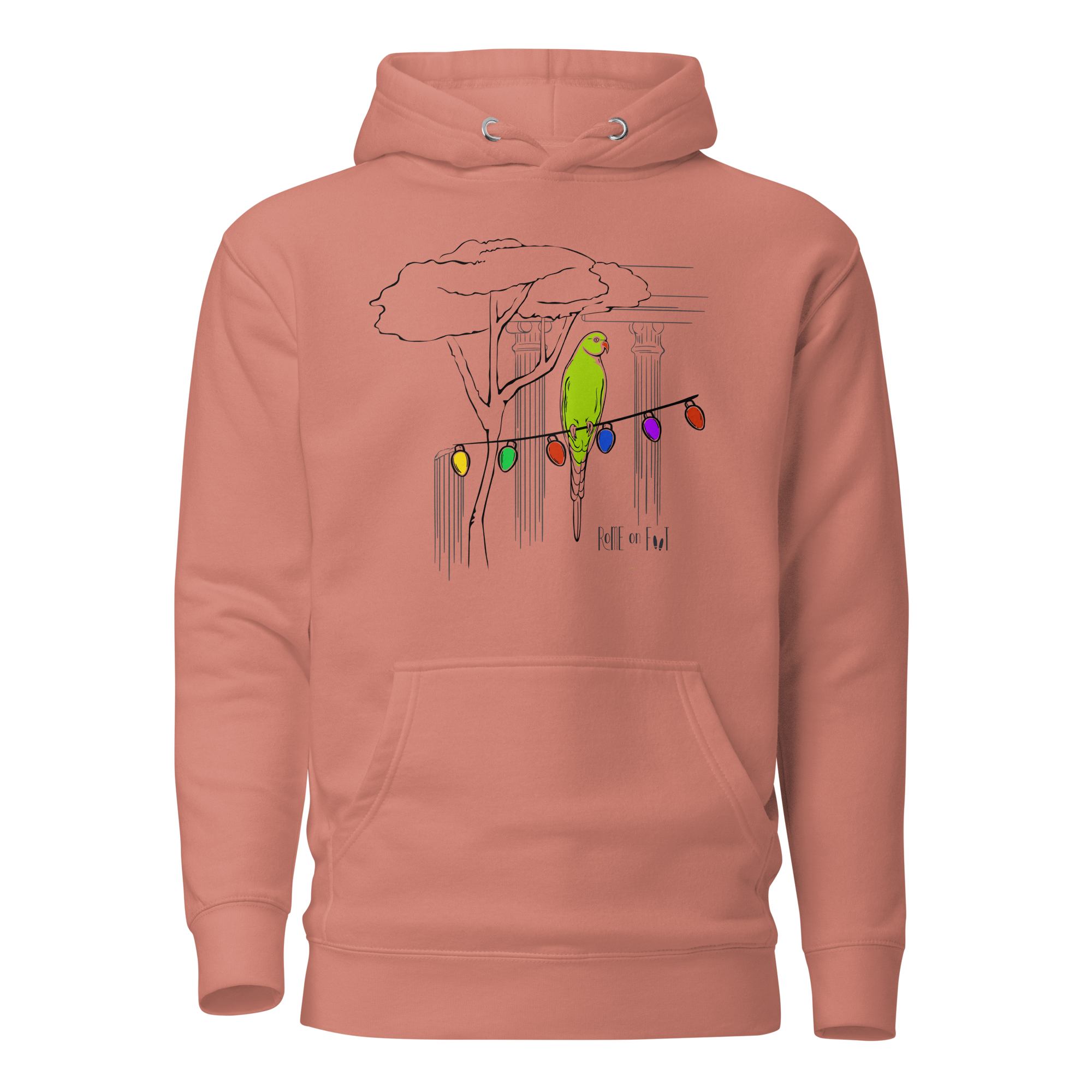 Ultra-Soft Parrots in Rome Holiday Hoodie with Chic Streetwear Design